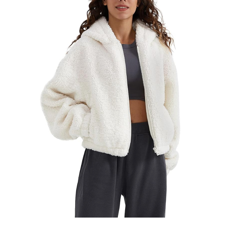 Orolay Fuzzy Fleece Cropped Jacket